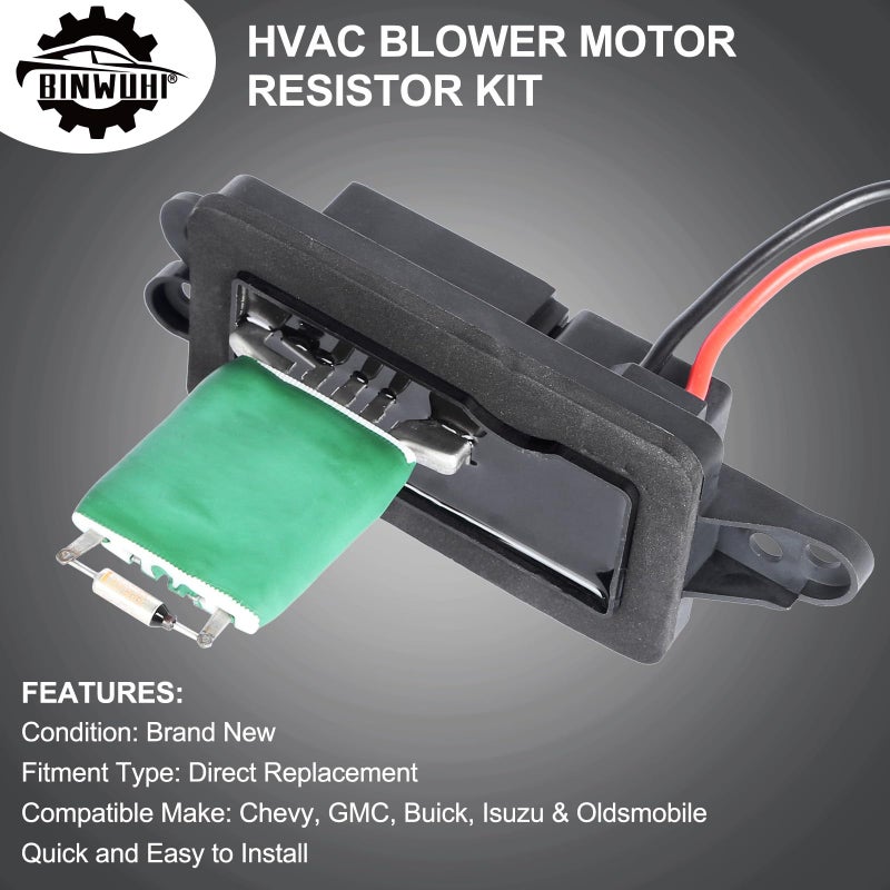 BINWUHI HVAC Fan Blower Motor Resistor Kit with Harness Compatible with The Following Models: 2002-2009 Chevy Trailblazer GMC Envoy  2004-2007 Buick Rainier  02-06 GMC Envoy XL  03-08 Isuzu Ascender - Image 5